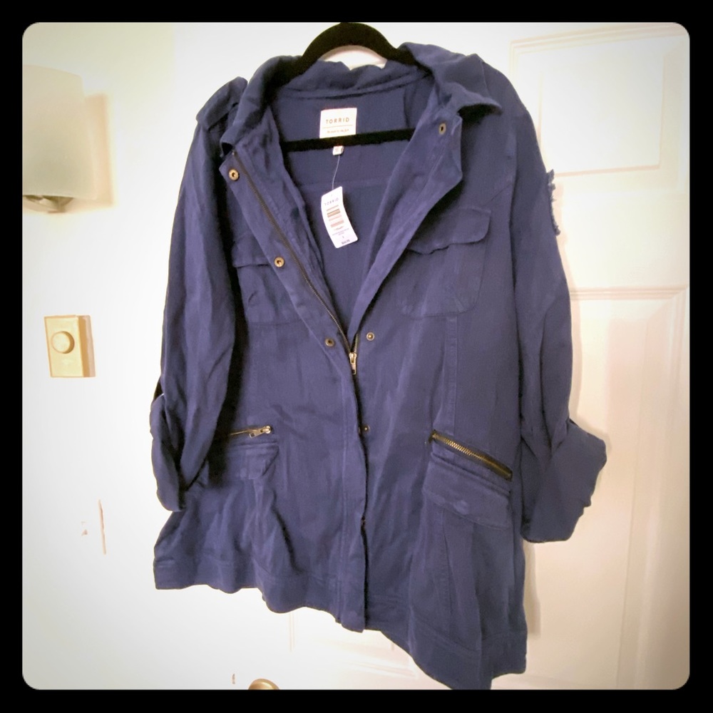 Navy blue military jacket with beading